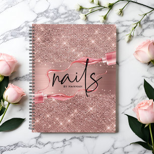 Agenda Livro de Compromissos do Técnico de Nail Dourado M