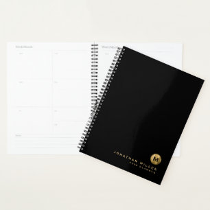 Agenda Livro de Compromissos Dourado Mínimo Preto Brutado
