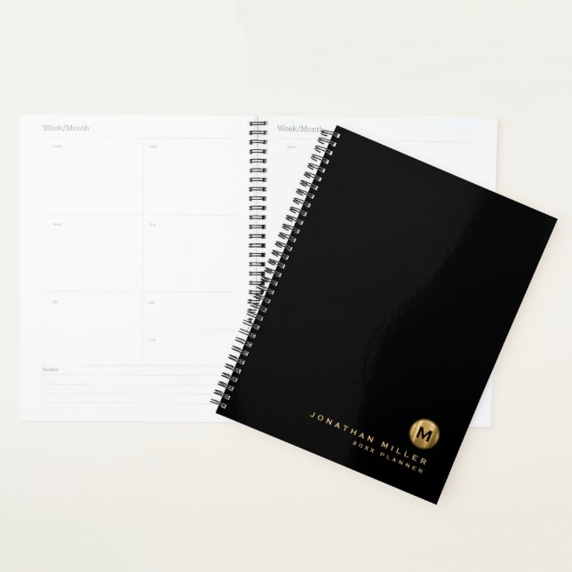 Agenda Livro de Compromissos Dourado Mínimo Preto Brutado (Exibição)