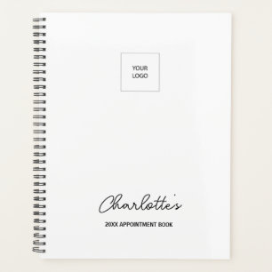 Agenda Livro de Compromissos Elegante Branco Simples sobr
