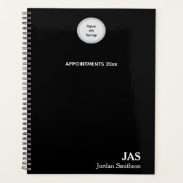 Agenda Livro de Compromissos Preto Personalizado Sleek