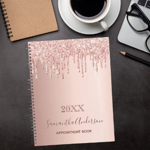 Agenda Livro de marcação cor-de-rosa com brilho dourado r