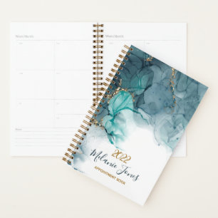 Agenda Livro de marcação do ouro com dourado a aquarela