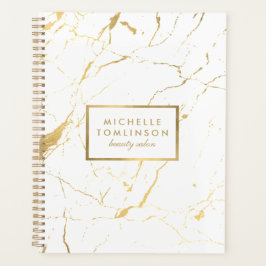 Agenda Livro de Nomeações de Marble Branco e Dourado