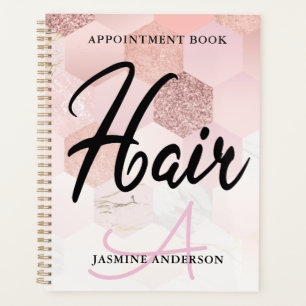 Agenda Livro de Nomeações do Cabelo Monograma Dourado r