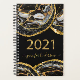Agenda Livro de Nomeações do Elegante Black & Dourado M