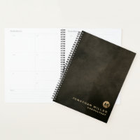 Livro de Nomeações do Monograma Dourado de Couro D