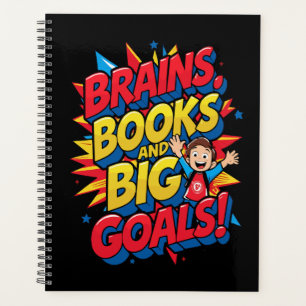 Agenda Livros sobre cérebros e grandes metas - Diversão d
