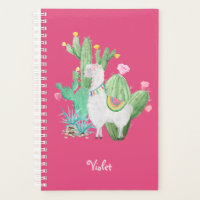 Llama Cactus Watercolor Scene Rosa Quente