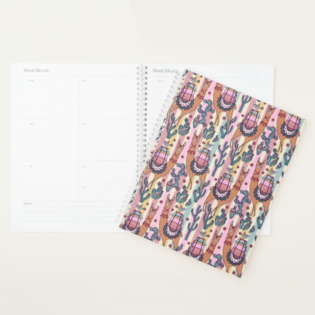 Agenda Llamas Em Stripes Pattern (Exibição)