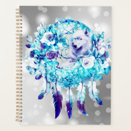 Agenda Lobo Branco Dreamcatcher Blue Floral