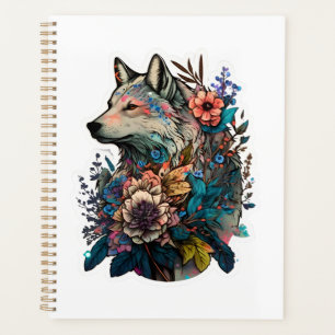 Agenda Lobo Colorido Com Flores