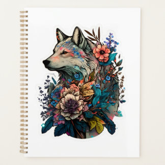 Agenda Lobo Colorido Com Flores