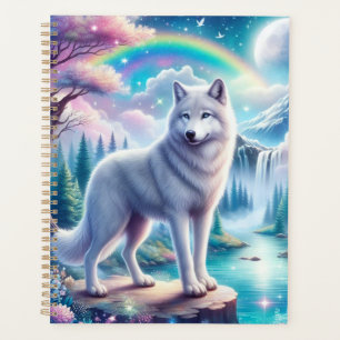 Agenda Lobo com arco-íris e cascata