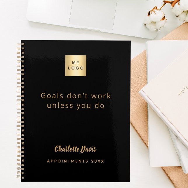 Agenda Logo black gold motivational quote business 2026 (Criador carregado)