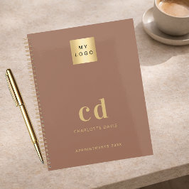 Agenda Logo mocca marrom monograma iniciais negócios 2027