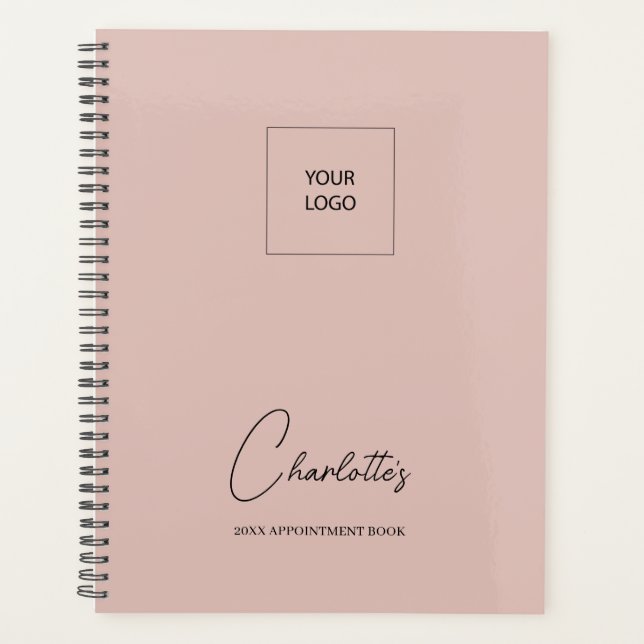 Agenda Logotipo comercial Blush Pink Elegante Pink (Frente)