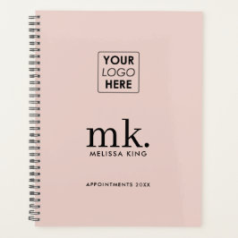 Agenda Logotipo comercial Blush Pink Modern Monogramas In