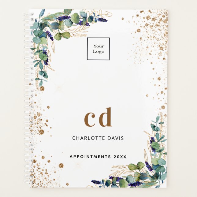 Agenda Logótipo comercial do Eucalyptus greenery gold 202 (Frente)