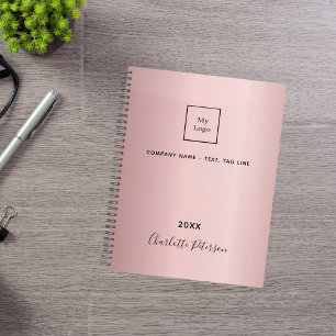 Agenda Logotipo comercial do monograma de metal rosa pinc