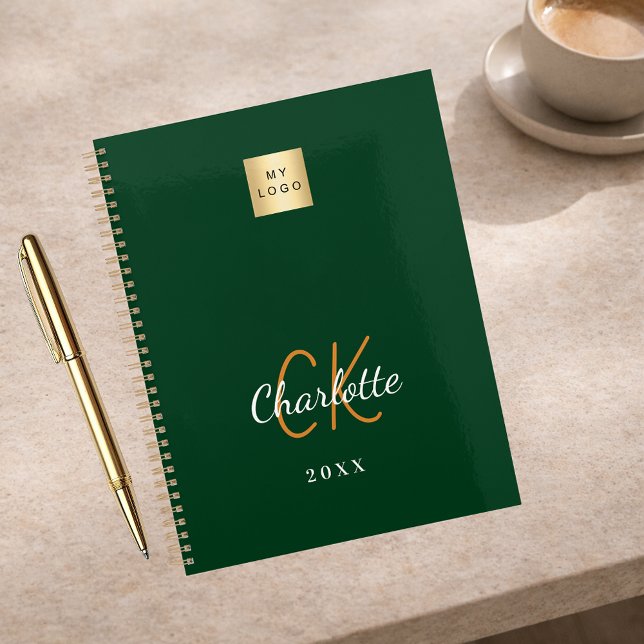 Agenda Logotipo comercial do monograma verde Emerald 2026 (Criador carregado)