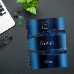 Agenda Logotipo comercial do nome de mármore do agate dou<br><div class="desc">Ouro azul,  impressão de pedra mármore como fundo Personalize e adicione seu logotipo de empresa,  nome e ano. O nome é escrito com um moderno estilo escrito à mão.</div>