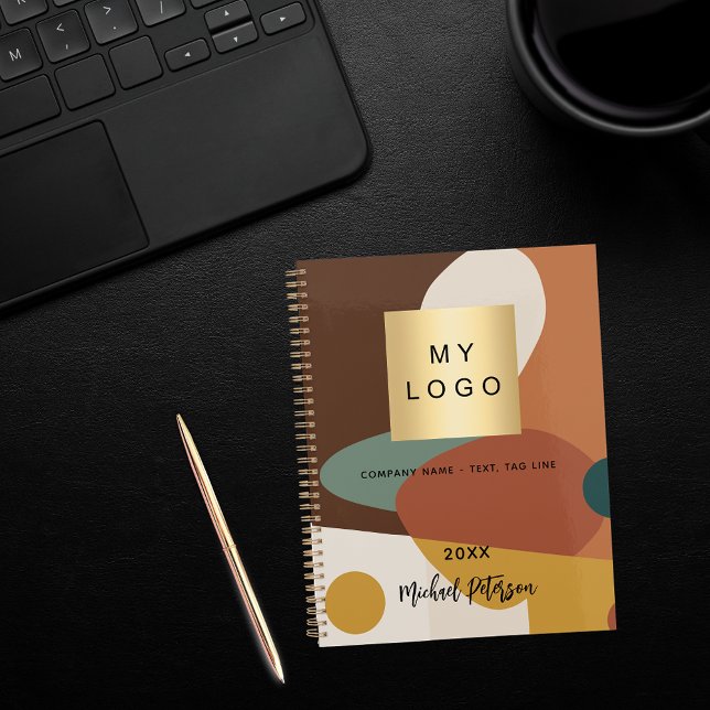 Agenda Logotipo comercial do padrão retrô laranja castanh (Criador carregado)