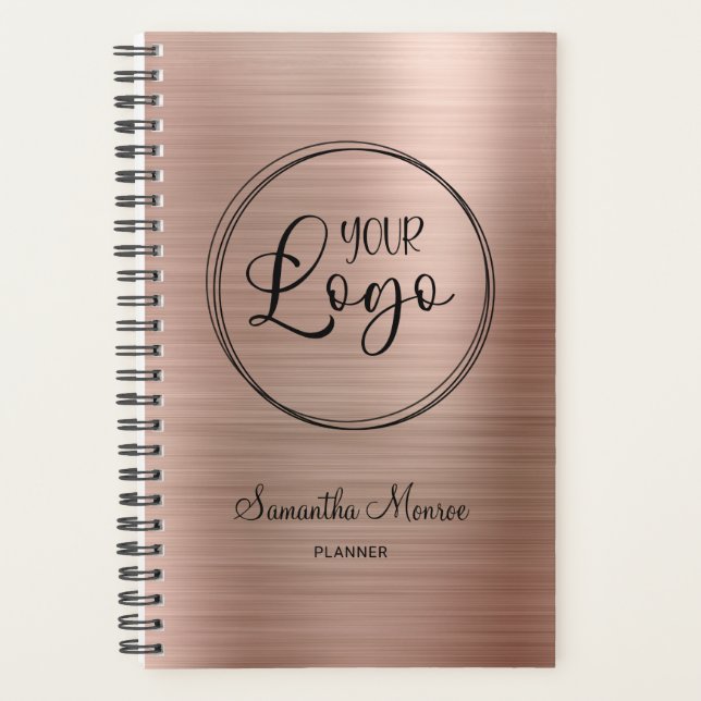 Agenda Logotipo comercial Faux Rosa Gold Foil Work (Frente)