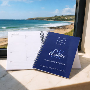 Agenda Logotipo comercial monograma azul marinho