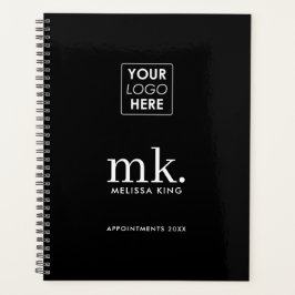 Agenda Logótipo comercial Monograma branco preto Código Q