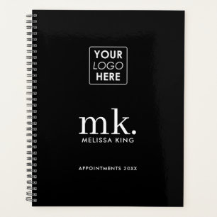 Agenda Logótipo comercial Monograma branco preto Código Q