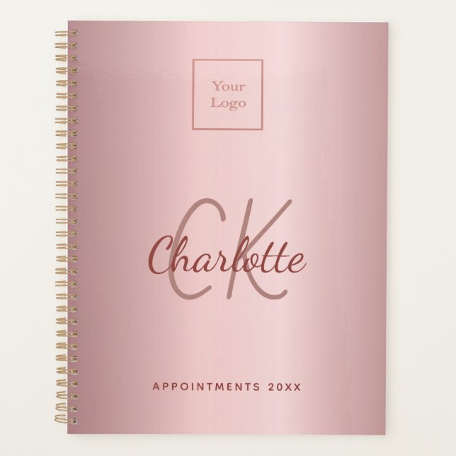 Agenda Logotipo comercial monograma rosa rubor (Frente)