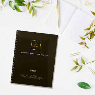 Agenda Logótipo comercial ouro preto monograma elegante 2