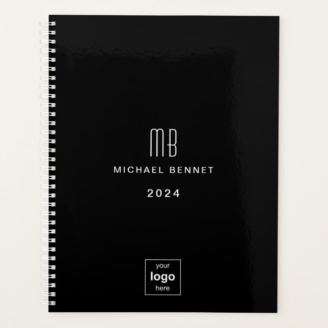 Agenda Logotipo comercial preto moderno 2024 (Frente)