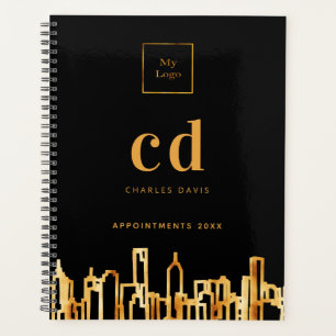 Agenda Logotipo da cidade de ouro moderna negócio negro c