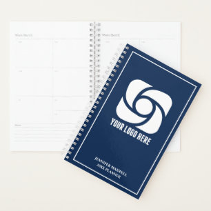 Agenda Logotipo da Empresa Azul Marinho Personalizado Neg