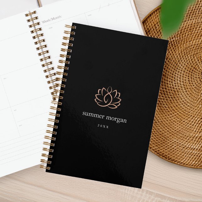 Agenda Logotipo de Lotus Dourado preto e Rosa (Criador carregado)