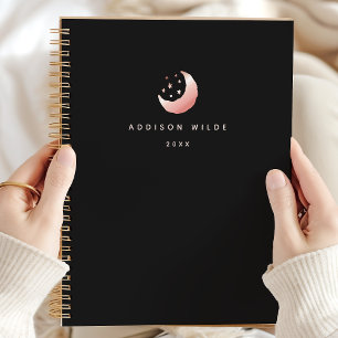 Agenda Logotipo de Lua Crescente Estrelas Dourado Celesti