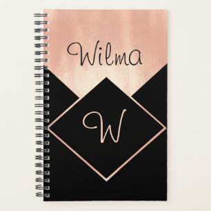 Agenda Logotipo Diamante Monograma Feminina Moderna Metá