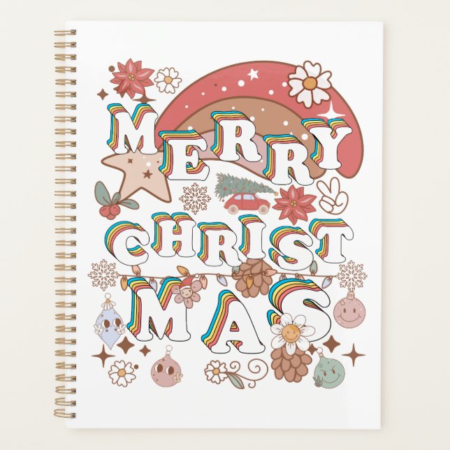 Agenda Logotipo do Merry Christmas retro groovy (Frente)