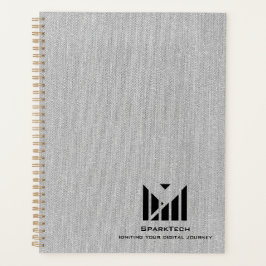 Agenda Logotipo Elegante de Textura de Tecido Branco Mono