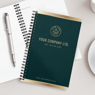 Agenda Logotipo Elegante Emerald Green Dourado