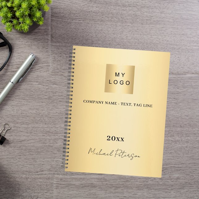 Agenda Logotipo empresarial dourado nome elegante script  (Criador carregado)