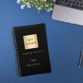 Agenda Logotipo empresarial preto dourado monograma elega