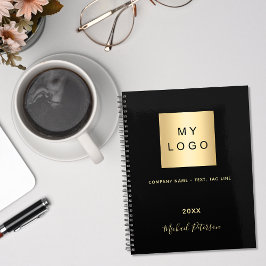 Agenda Logotipo empresarial preto dourado monograma elega