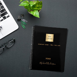 Agenda Logotipo empresarial preto dourado nome elegante 2