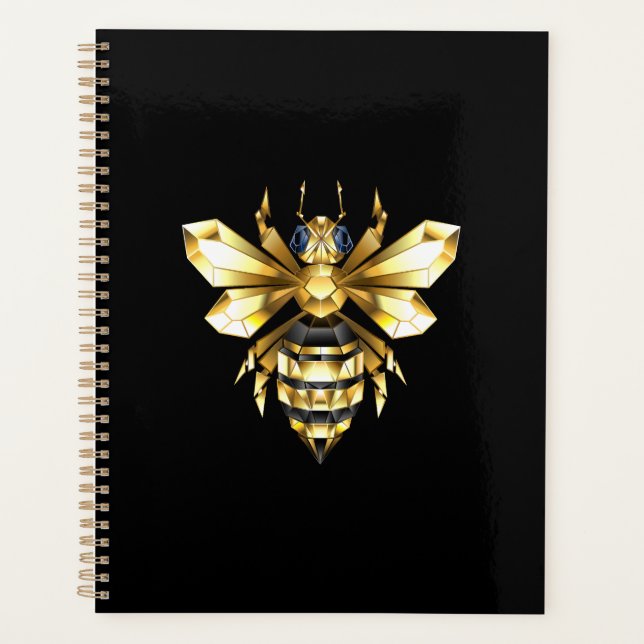 Agenda Logotipo Faux Gold Foil Polygonal da Abelha em Pre (Frente)