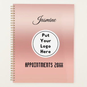 Agenda Logotipo Moderno Personalizado em Ouro Rosé Ano e