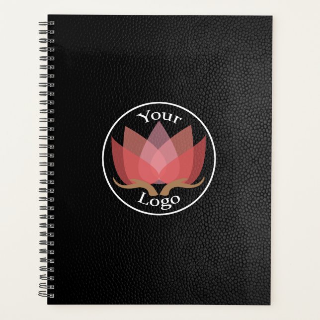 Agenda LOGOTIPO Personalizado De Couro Preto (Frente)