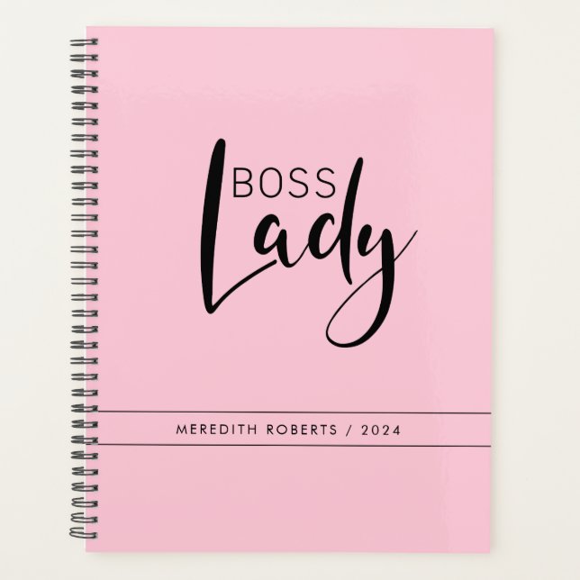 Agenda Logotipo Personalizado de Dama do Chefe Rosa Paste (Frente)